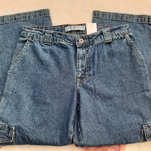 Vintage Tommy Hilfiger Y2K Crop Jeans Cargo Pocket Hi Rise Mom Denim NEW - Picture 5 of 13